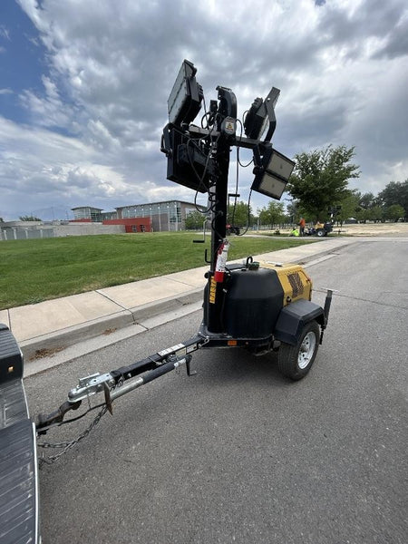 2021 Allmand NLV3GR (4) LED Light Fixture 350W, 23' Vertical Mast, 3kW Prime, Towable, Deep Sea L401, Leveling Jacks, Yanmar T4F 5.8hp
