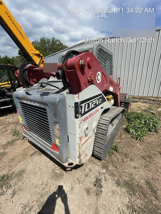 2019 Takeuchi TL12V2C ROPS/FOPS Cab, Heat/AC, Defroster, Rubber Tracks, Back-up Alarm, Front & Rear Working Lights, Auxiliary Hydraulics, Two-Speed Travel, Electronic Monitoring System, Hydraulic Universal Quick Hitch w/80" HD Dirt Bucket with 9 Teeth 24.0 cu.ft. Capacity