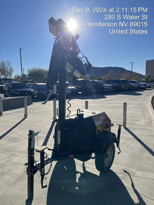 2022 Allmand NLV3GR (4) LED Light Fixture 350W, 23' Vertical Mast, 3kW Prime, Towable, Deep Sea L401, Leveling Jacks, Yanmar T4F 5.8hp