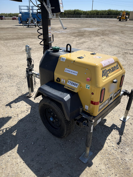 Allmand NLV3GR (4) LED Light Fixture 350W, 23' Vertical Mast, 3kW Prime, Towable, Deep Sea L401, Leveling Jacks, Yanmar T4F 5.8hp