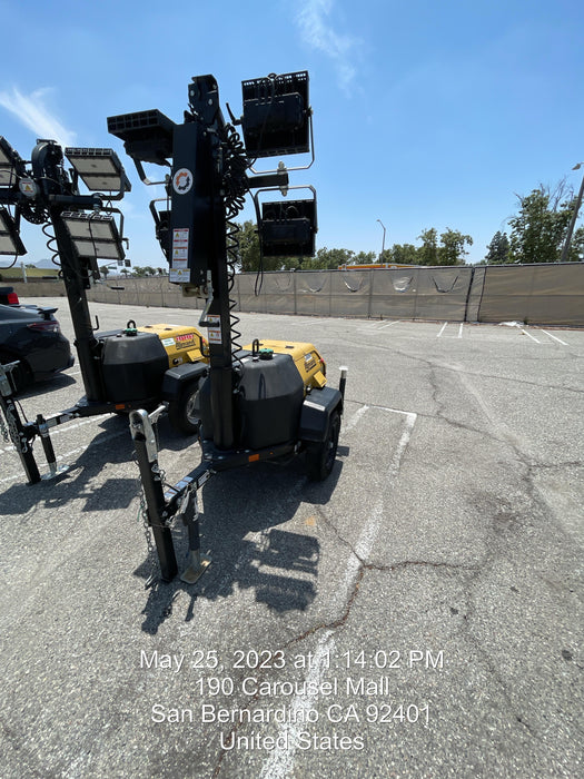 2022 Allmand NLV3GR (4) LED Light Fixture 350W, 23' Vertical Mast, 3kW Prime, Towable, ES Decals, T3