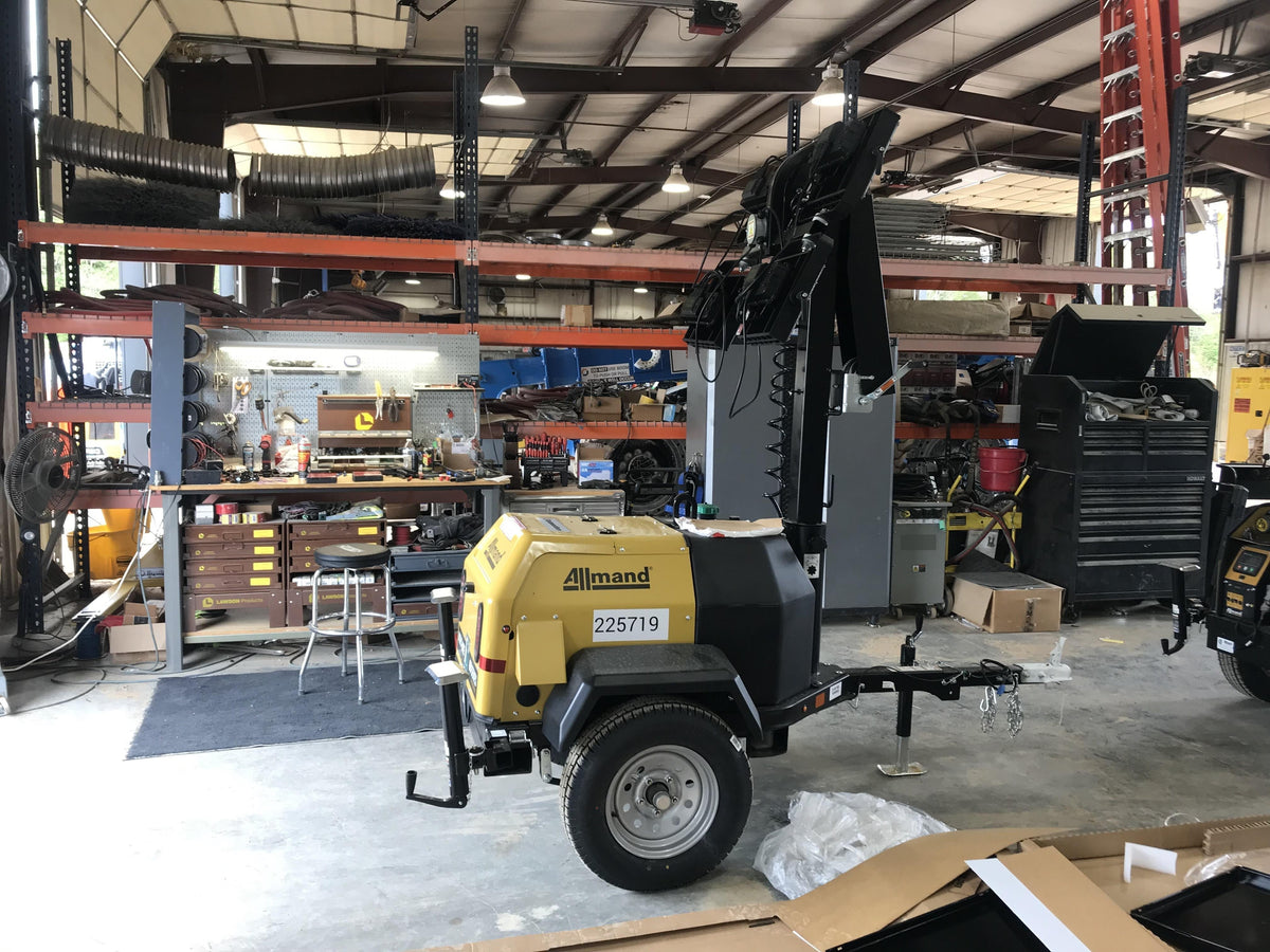 2022 Allmand NLV3GR (4) LED Light Fixture 350W, 23' Vertical Mast, 3kW Prime, Towable, Deep Sea L401, Leveling Jacks, Yanmar T4F 5.8hp