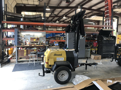 2022 Allmand NLV3GR (4) LED Light Fixture 350W, 23' Vertical Mast, 3kW Prime, Towable, Deep Sea L401, Leveling Jacks, Yanmar T4F 5.8hp