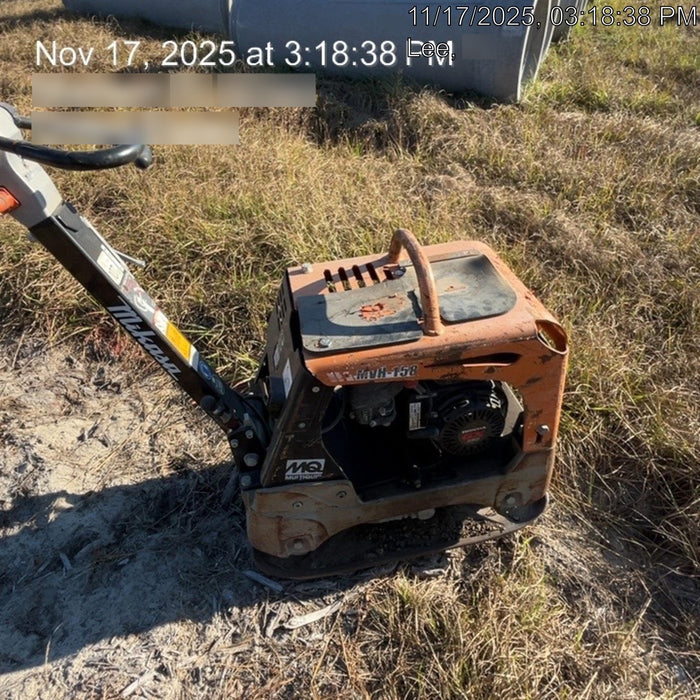 2023 Multiquip MVH158 Honda GX200, 17" Plate, Gas