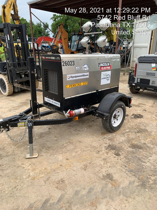 2019 Lincoln Electric Vantage 322 Lincoln Vantage 322 Welder w/Trailer, Light Kit, Cable Rack