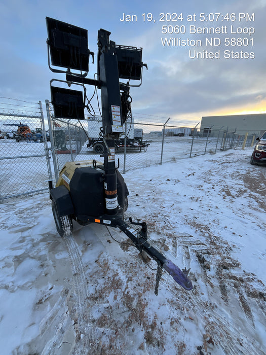 2022 Allmand NLV3GR (4) LED Light Fixture 350W, 23' Vertical Mast, 3kW Prime, Towable, Deep Sea L401, Leveling Jacks, Yanmar T4F 5.8hp