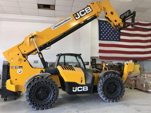 2019 JCB 510-56 Canopy, 74 HP, Solid Tires, STD Worklight, Beacon, Aux Hydraulics, Lifting Eye, Back up Alarm w/66" Carriage/60" Forks