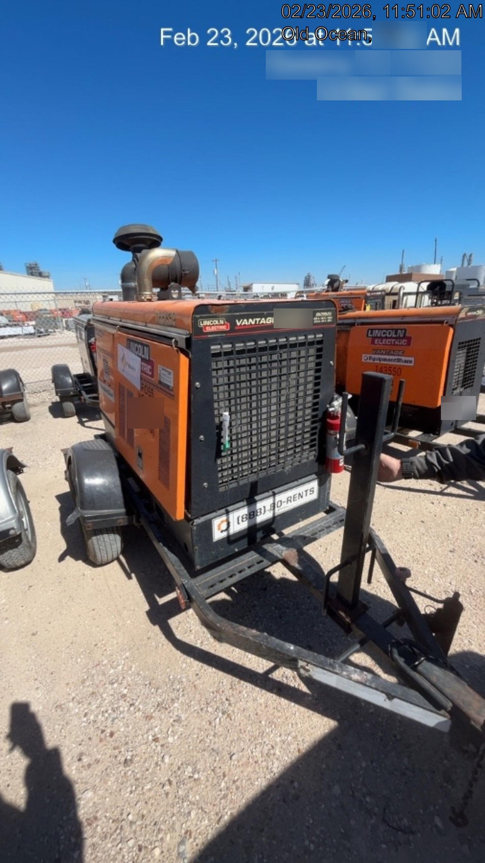 2021 Lincoln Electric Vantage 549X Ready Pak 3, ORANGE (includes trailer, cable rack, fender light kit)