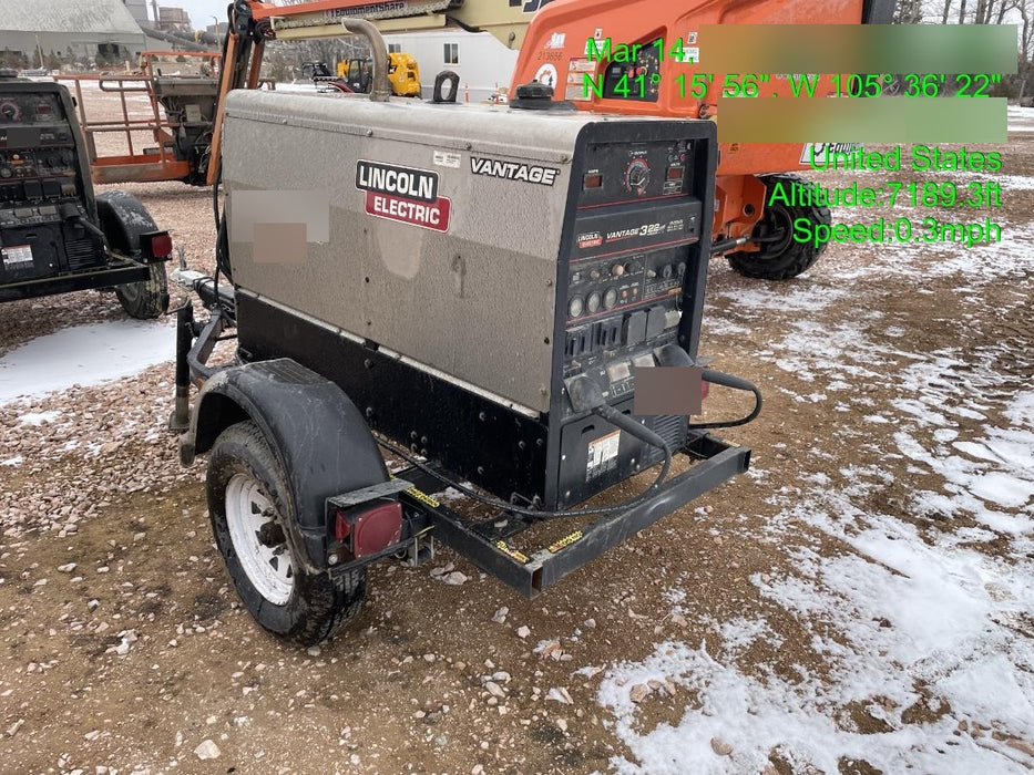 2019 Lincoln Electric Vantage 322 Welder Ready-Pak 3, Two wheel trailer, Fender and Light kit, Cable Rack