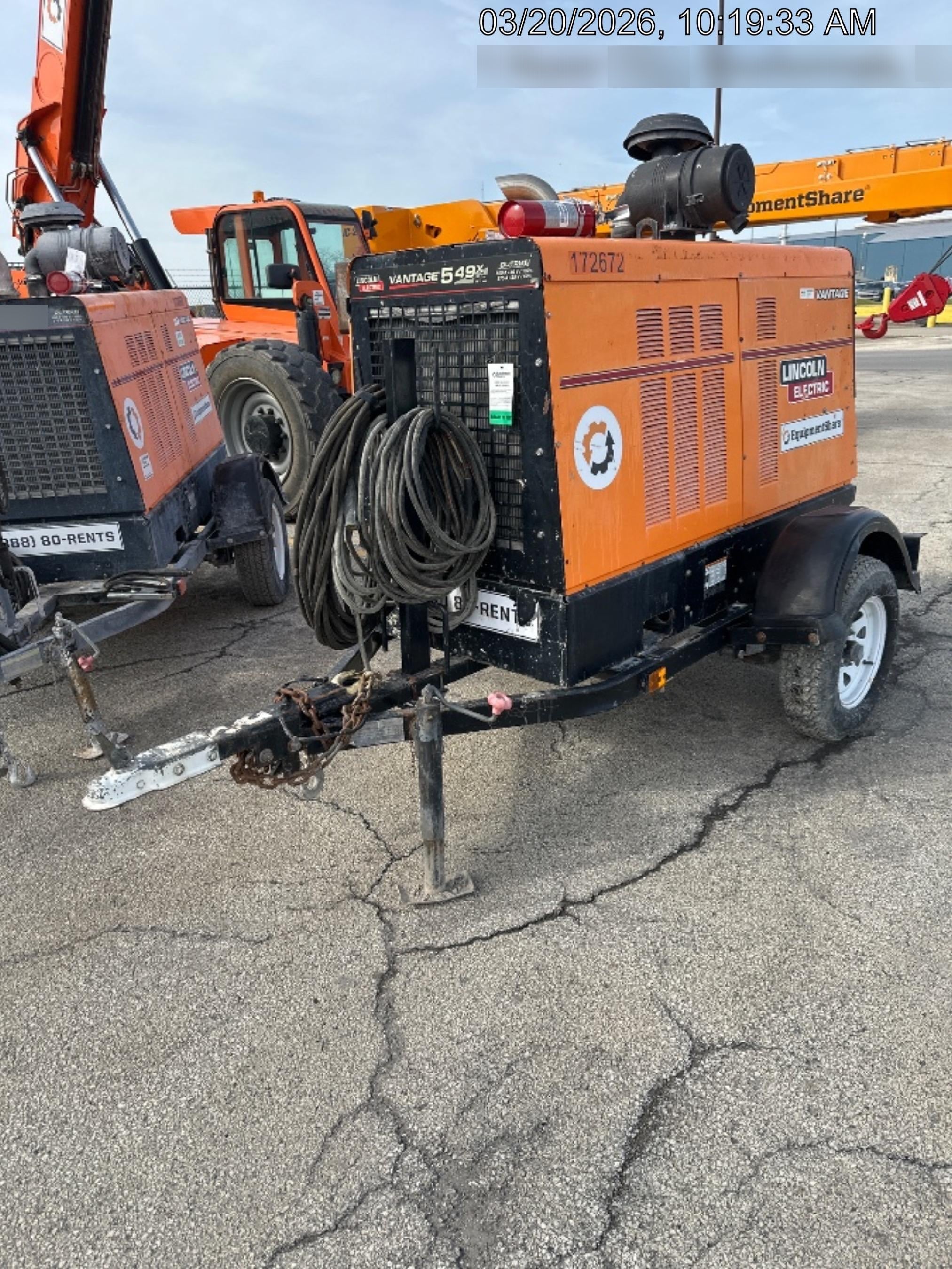2021 Lincoln Electric Vantage 549X Ready Pak 3, ORANGE (includes trailer, cable rack, fender light kit)