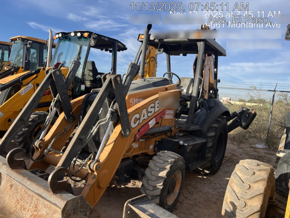 2019 Case 580N EP Canopy, 4WD, 1-Way Aux Hydraulics, Pilot Controls, Ride Control and Loader Aux Hydraulics, 900 LB. Front CWT, 82" HD LONG LIP (1 CU. YD.) W/BOCE AND LIFT EYES, FLIP OVER/STABILIZER PADS COMB