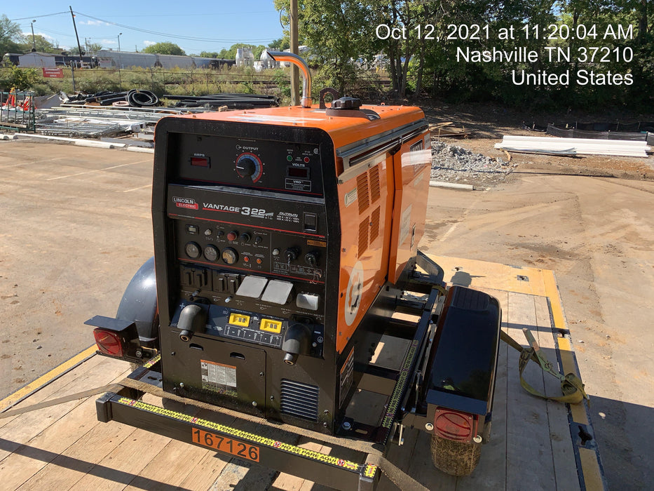 2021 Lincoln Electric Vantage 322 Vantage 322 Ready Pak 3 w/ Decals, ORANGE (includes trailer, cable rack, fender light kit) NO Telematics