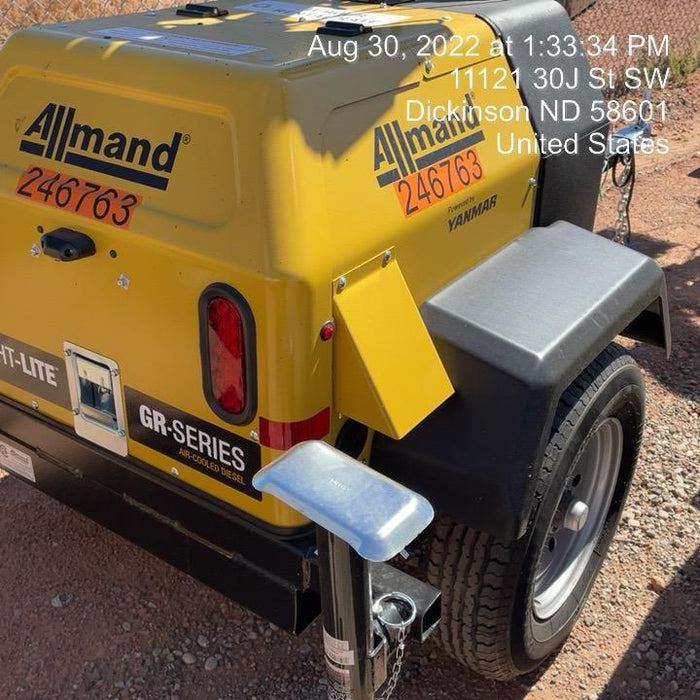 2022 Allmand NLV3GR (4) LED Light Fixture 350W, 23' Vertical Mast, 3kW Prime, Towable, ES Decals, T3