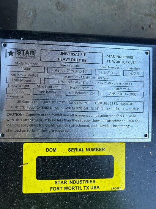 2025 STAR INDUSTRIES M1360B - Star JIB Boom