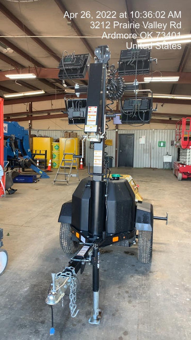 2022 Allmand NLV3GR (4) LED Light Fixture 350W, 23' Vertical Mast, 3kW Prime, Towable, Deep Sea L401, Leveling Jacks, Yanmar T4F 5.8hp