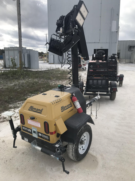 2021 Allmand NLV3GR (4) LED Light Fixture 350W, 23' Vertical Mast, 3kW Prime, Towable, Deep Sea L401, Leveling Jacks, Yanmar T4F 5.8hp