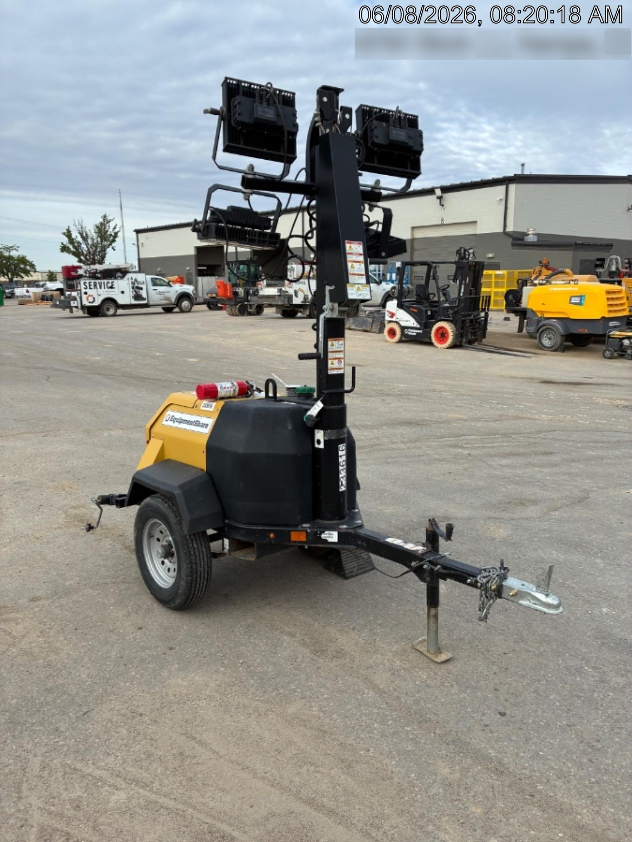 2022 Allmand NLV3GR (4) LED Light Fixture 350W, 23' Vertical Mast, 3kW Prime, Towable, Deep Sea L401, Leveling Jacks, Yanmar T4F 5.8hp