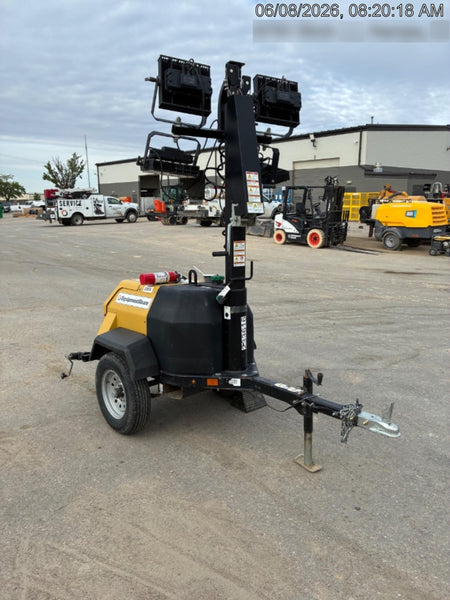2022 Allmand NLV3GR (4) LED Light Fixture 350W, 23' Vertical Mast, 3kW Prime, Towable, Deep Sea L401, Leveling Jacks, Yanmar T4F 5.8hp