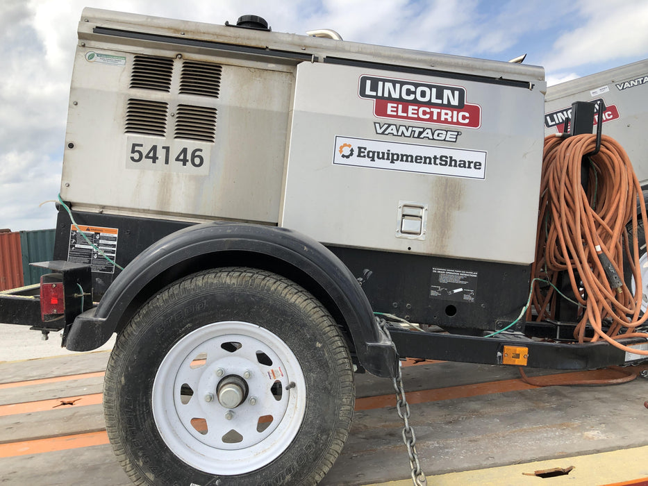 2019 Lincoln Electric Vantage 322 Welder Ready-Pak 3, Two wheel trailer, Fender and Light kit, Cable Rack