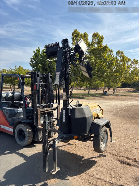 2021 Allmand NLV3GR (4) LED Light Fixture 350W, 23' Vertical Mast, 3kW Prime, Towable, Deep Sea L401, Leveling Jacks, Yanmar T4F 5.8hp