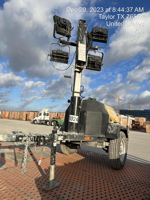 2022 Allmand NLV3GR (4) LED Light Fixture 350W, 23' Vertical Mast, 3kW Prime, Towable, ES Decals, T3