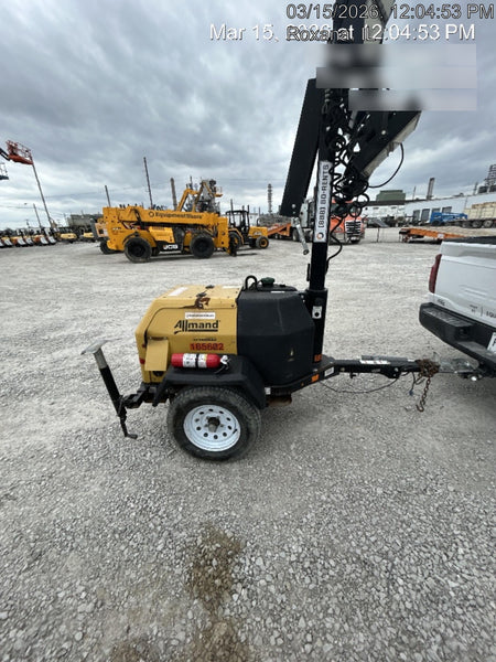 2021 Allmand NLV3GR (4) LED Light Fixture 350W, 23' Vertical Mast, 3kW Prime, Towable, Deep Sea L401, Leveling Jacks, Yanmar T4F 5.8hp