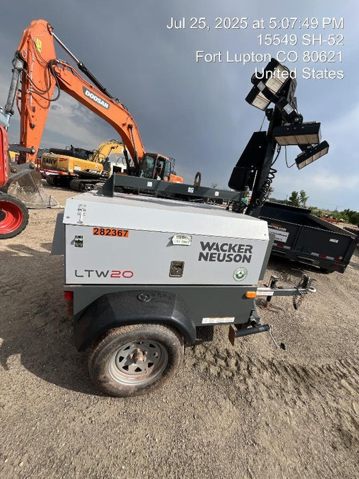 2022 Wacker Neuson LTW20Z1 Isuzu Dsl. Engine, 23' Mast, (4) 300W LED Lights, CWK, Programmable Dawn to Dusk, 360 Deg. Rotation, 57 Gal. Tank, Trailer Mounted