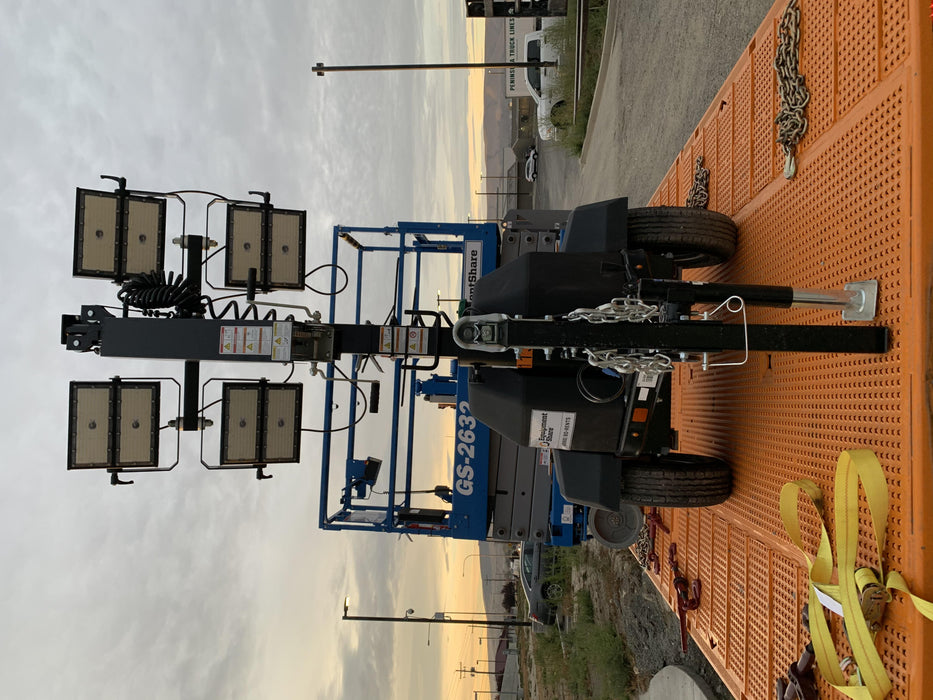 2020 Allmand NLV3GR (4) LED Light Fixture 350W, 23' Vertical Mast, 3kW Prime, Towable, Deep Sea L401, Leveling Jacks, Yanmar T4F 5.8hp