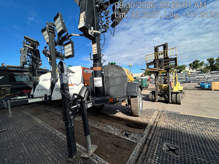 2022 Allmand NLV3GR (4) LED Light Fixture 350W, 23' Vertical Mast, 3kW Prime, Towable, Deep Sea L401, Leveling Jacks, Yanmar T4F 5.8hp