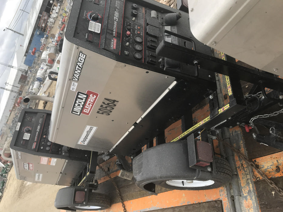 2019 Lincoln Electric Vantage 322 Welder Ready-Pak 3, Two wheel trailer, Fender and Light kit, Cable Rack