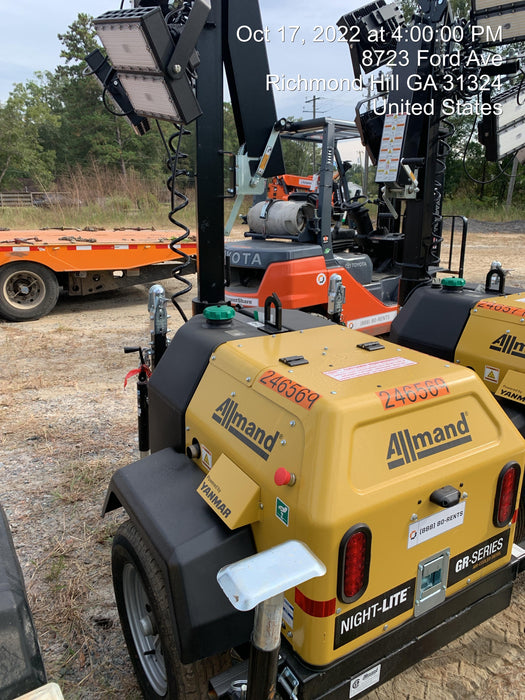 2022 Allmand NLV3GR (4) LED Light Fixture 350W, 23' Vertical Mast, 3kW Prime, Towable