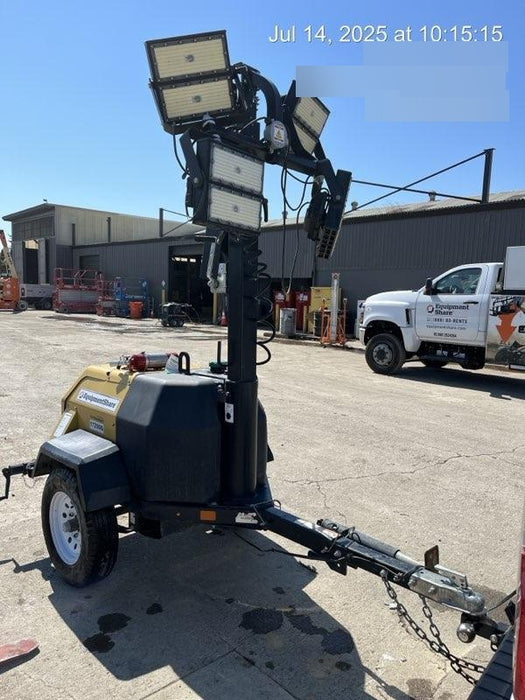 Allmand NLV3GR (4) LED Light Fixture 350W, 23' Vertical Mast, 3kW Prime, Towable, Deep Sea L401, Leveling Jacks, Yanmar T4F 5.8hp