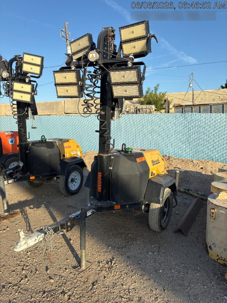 Allmand NLV3GR (4) LED Light Fixture 350W, 23' Vertical Mast, 3kW Prime, Towable, Deep Sea L401, Leveling Jacks, Yanmar T4F 5.8hp