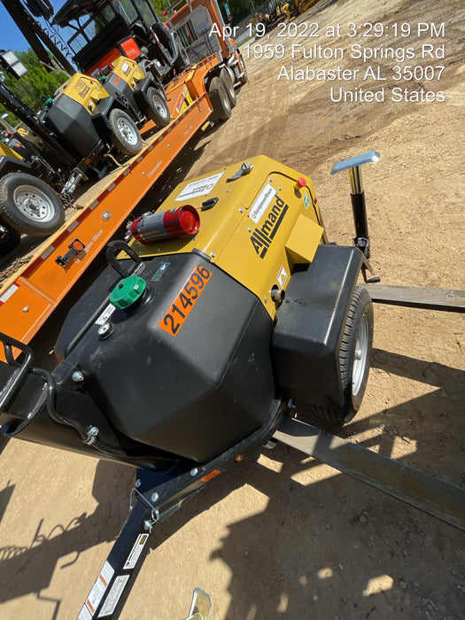 2022 Allmand NLV3GR (4) LED Light Fixture 350W, 23' Vertical Mast, 3kW Prime, Towable, Deep Sea L401, Leveling Jacks, Yanmar T4F 5.8hp