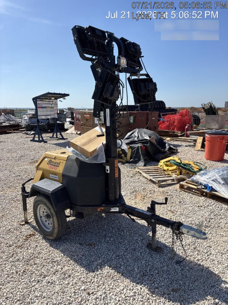 Allmand NLV3GR (4) LED Light Fixture 350W, 23' Vertical Mast, 3kW Prime, Towable, Deep Sea L401, Leveling Jacks, Yanmar T4F 5.8hp
