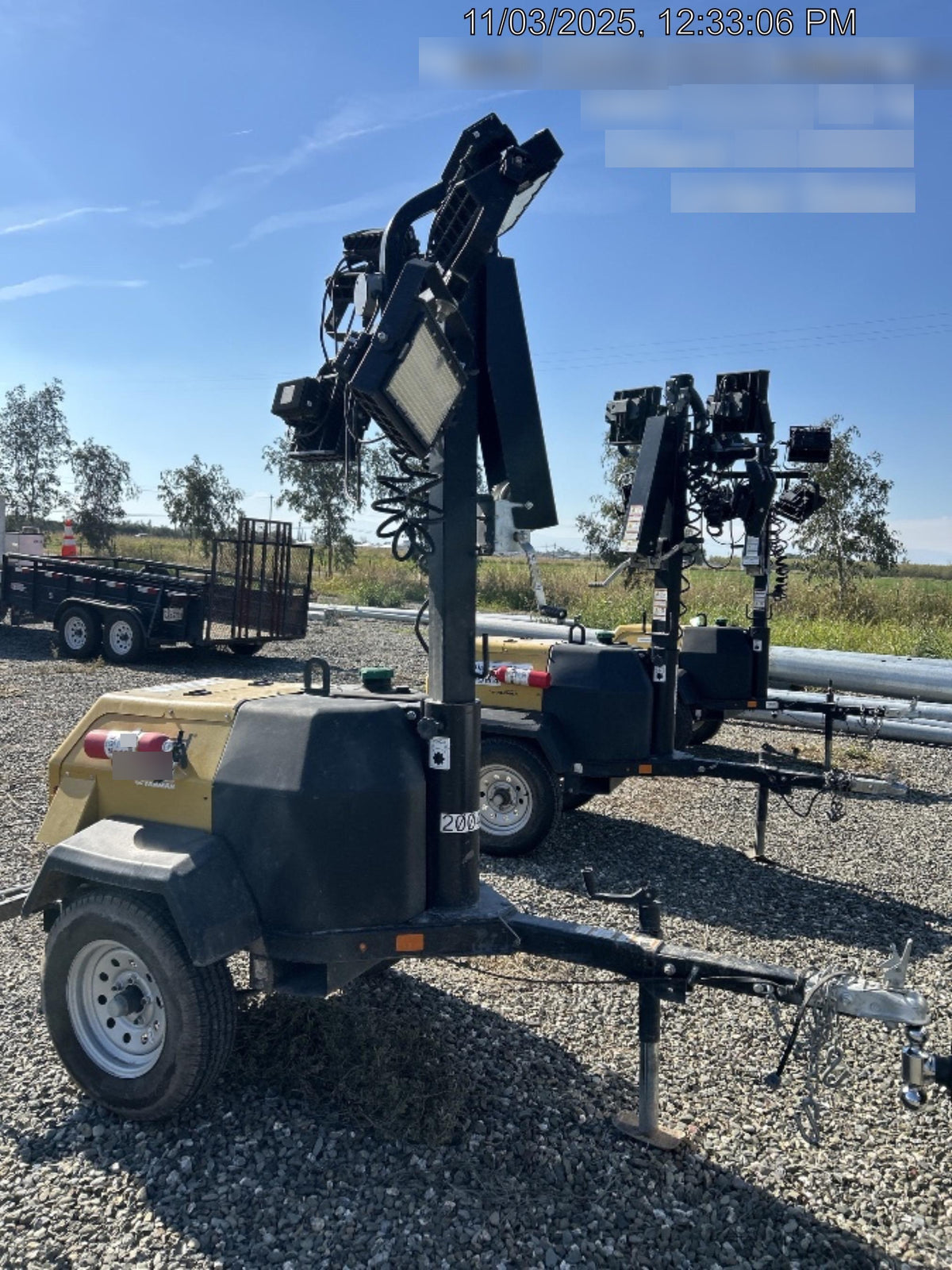 2022 Allmand NLV3GR (4) LED Light Fixture 350W, 23' Vertical Mast, 3kW Prime, Towable, Deep Sea L401, Leveling Jacks, Yanmar T4F 5.8hp
