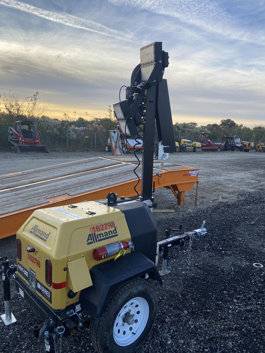 2021 Allmand NLV3GR (4) LED Light Fixture 350W, 23' Vertical Mast, 3kW Prime, Towable, Deep Sea L401, Leveling Jacks, Yanmar T4F 5.8hp