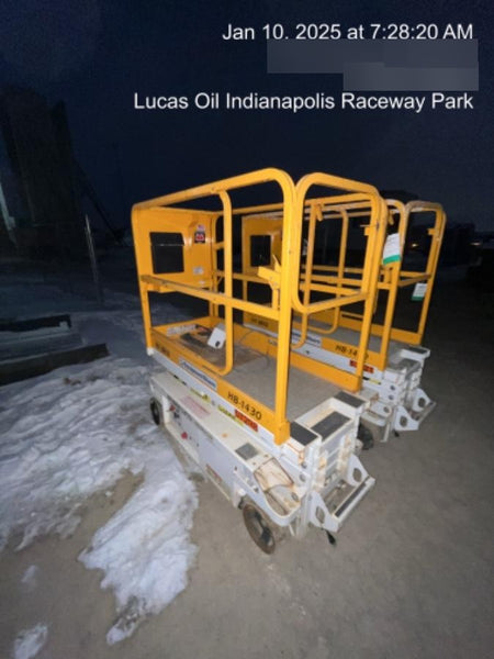 Custom Equipment HB-1430 <ul>
 <li>Hy-Brid Scissor Lift</li>
  <li>Platform capacity up to 670 lbs.</li>
  <li>Working height up to 20 ft</li>
  <li>Weighs under 1,700 lbs.</li>
  <li>Non-marking wheels </li>
</ul>