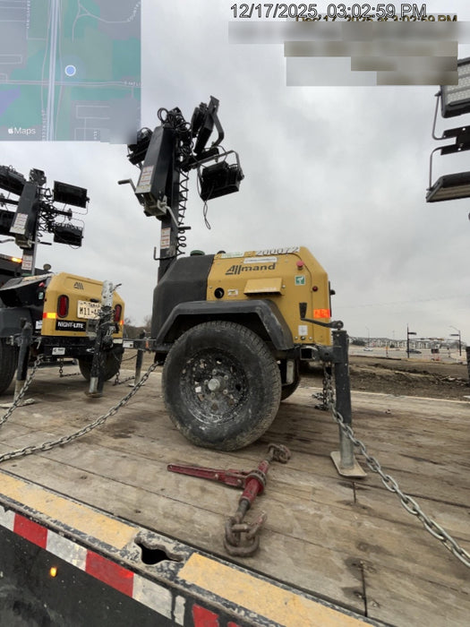 2022 Allmand NLV3GR (4) LED Light Fixture 350W, 23' Vertical Mast, 3kW Prime, Towable, Deep Sea L401, Leveling Jacks, Yanmar T4F 5.8hp