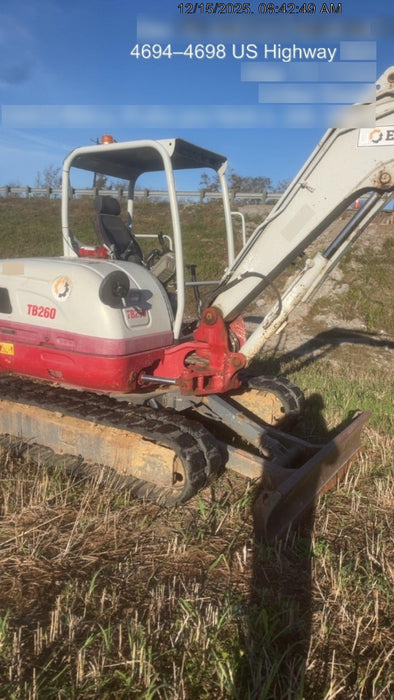 2019 Takeuchi TB260 Canopy w/Rubber Tracks, Auxiliary Hydraulics, Standard Blade, Manual QC