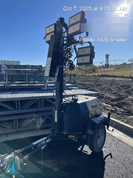 2022 Allmand NLV3GR (4) LED Light Fixture 350W, 23' Vertical Mast, 3kW Prime, Towable, ES Decals, T3