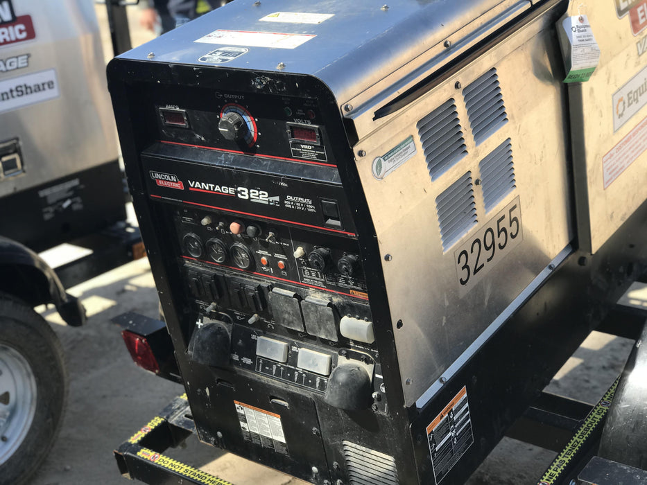 2019 Lincoln Electric Vantage 322 Welder Ready-Pak 3, Two wheel trailer, Fender and Light kit, Cable Rack