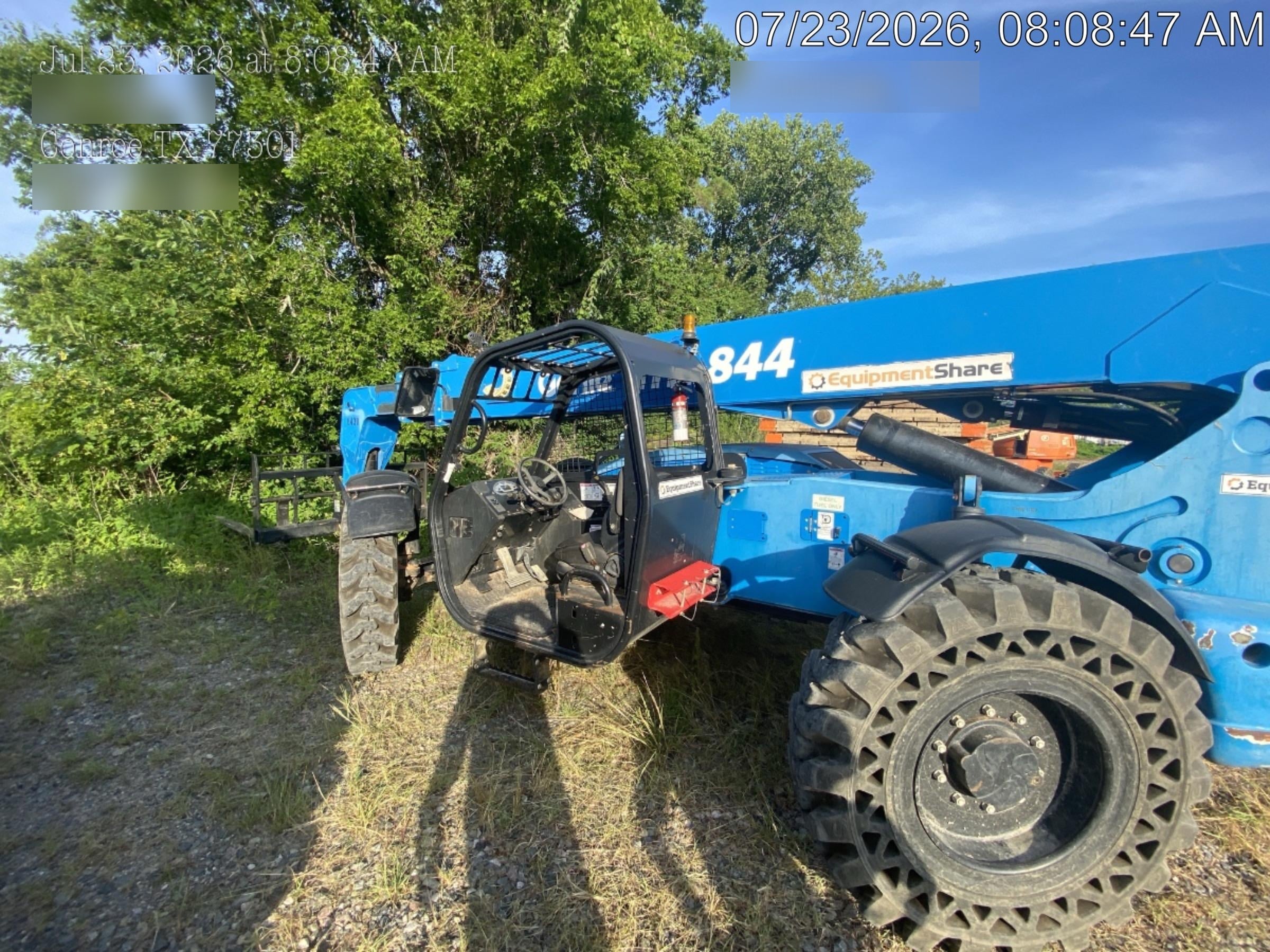 2018 Genie GTH-844 Genie GTH-844D w/Open ROPS, Solid Tires, Work Light/Beacon, 60" Carriage and Forks
