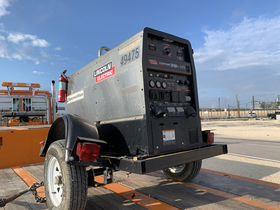 2019 Lincoln Electric Vantage 322 Ready-Pak 3, Two Wheel Trailer, Fender and Light Kit, Cable Rack