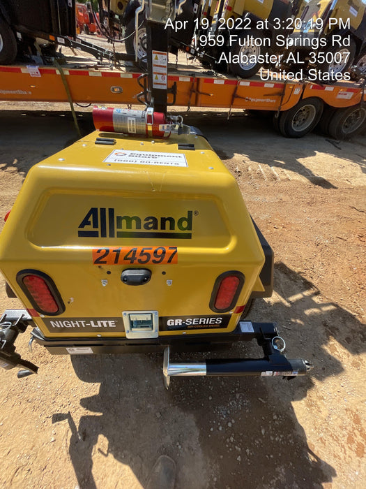 2022 Allmand NLV3GR (4) LED Light Fixture 350W, 23' Vertical Mast, 3kW Prime, Towable, Deep Sea L401, Leveling Jacks, Yanmar T4F 5.8hp