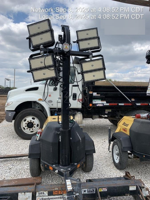 2022 Allmand NLV3GR (4) LED Light Fixture 350W, 23' Vertical Mast, 3kW Prime, Towable, Deep Sea L401, Leveling Jacks, Yanmar T4F 5.8hp