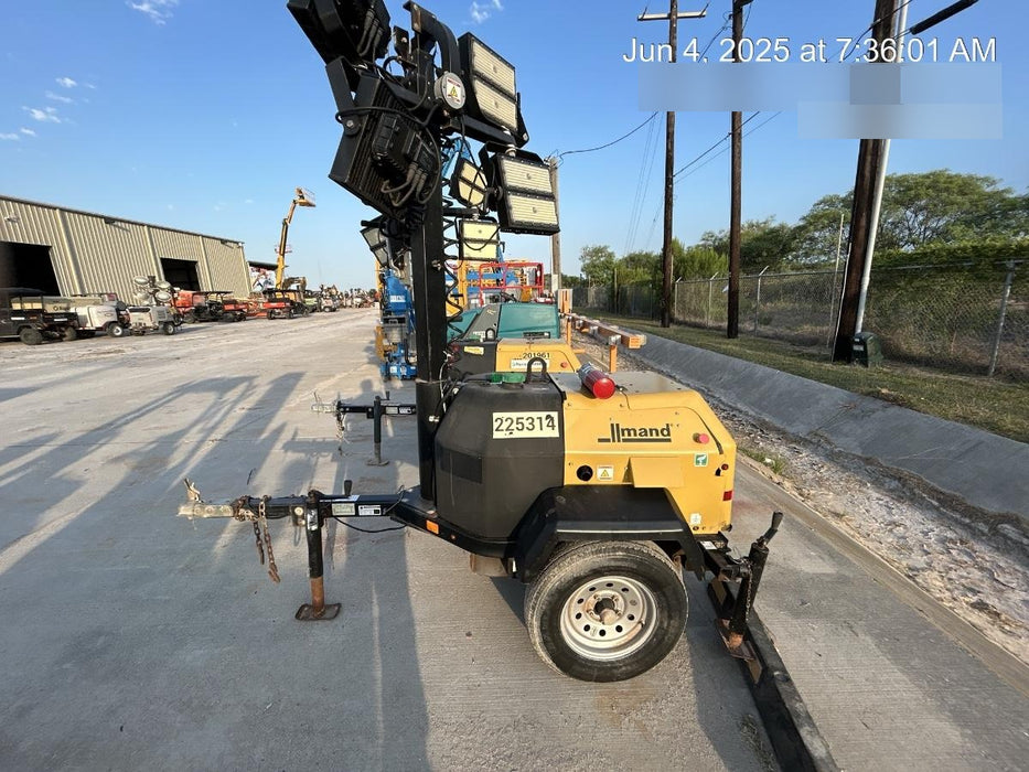 2022 Allmand NLV3GR (4) LED Light Fixture 350W, 23' Vertical Mast, 3kW Prime, Towable, Deep Sea L401, Leveling Jacks, Yanmar T4F 5.8hp