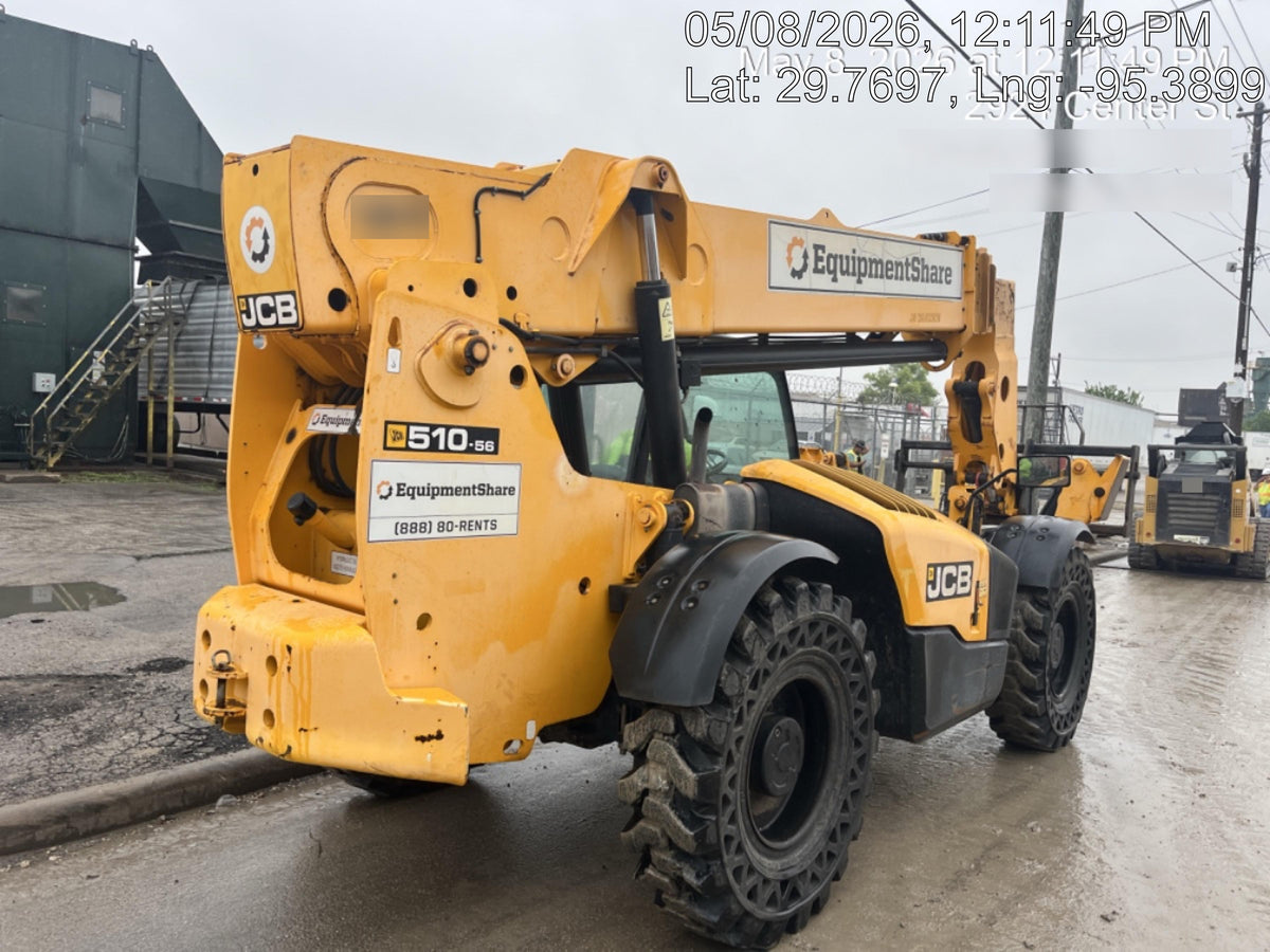 2018 JCB 510-56 JCB 510-56 Telehandler 74 HP w/CAB/HVAC, Beacon, Worklights, Aux Hydraulics, Solid Tires, 60" Carriage/Forks