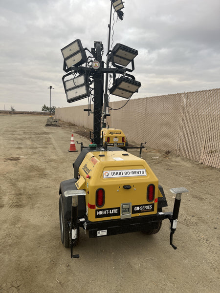 2022 Allmand NLV3GR (4) LED Light Fixture 350W, 23' Vertical Mast, 3kW Prime, Towable, ES Decals, T3