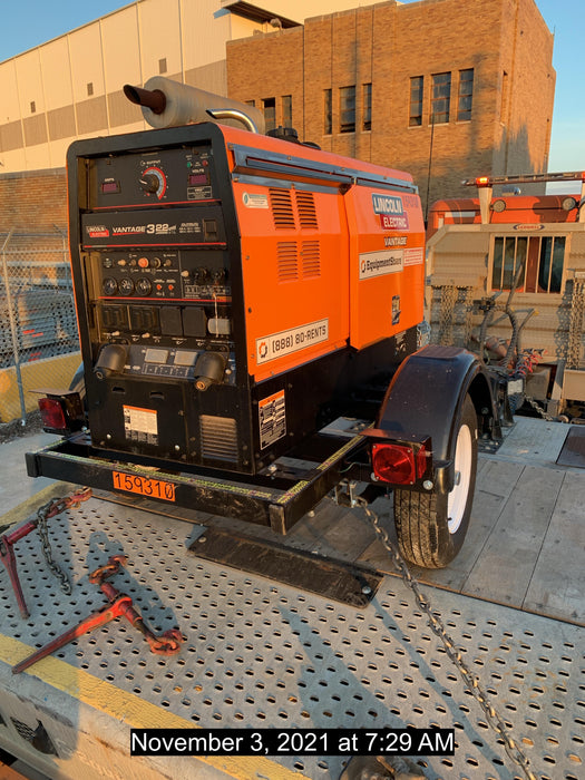 2021 Lincoln Electric Vantage 322 Vantage 322 Ready Pak 3 w/ Decals, ORANGE (includes trailer, cable rack, fender light kit) NO Telematics